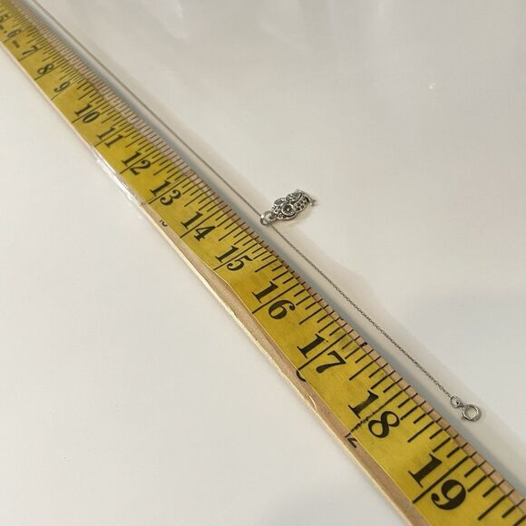 925 Sterling Silver Marcasite Rhinestone Owl Pendant Necklace Chain Nature Boho - Picture 8 of 8